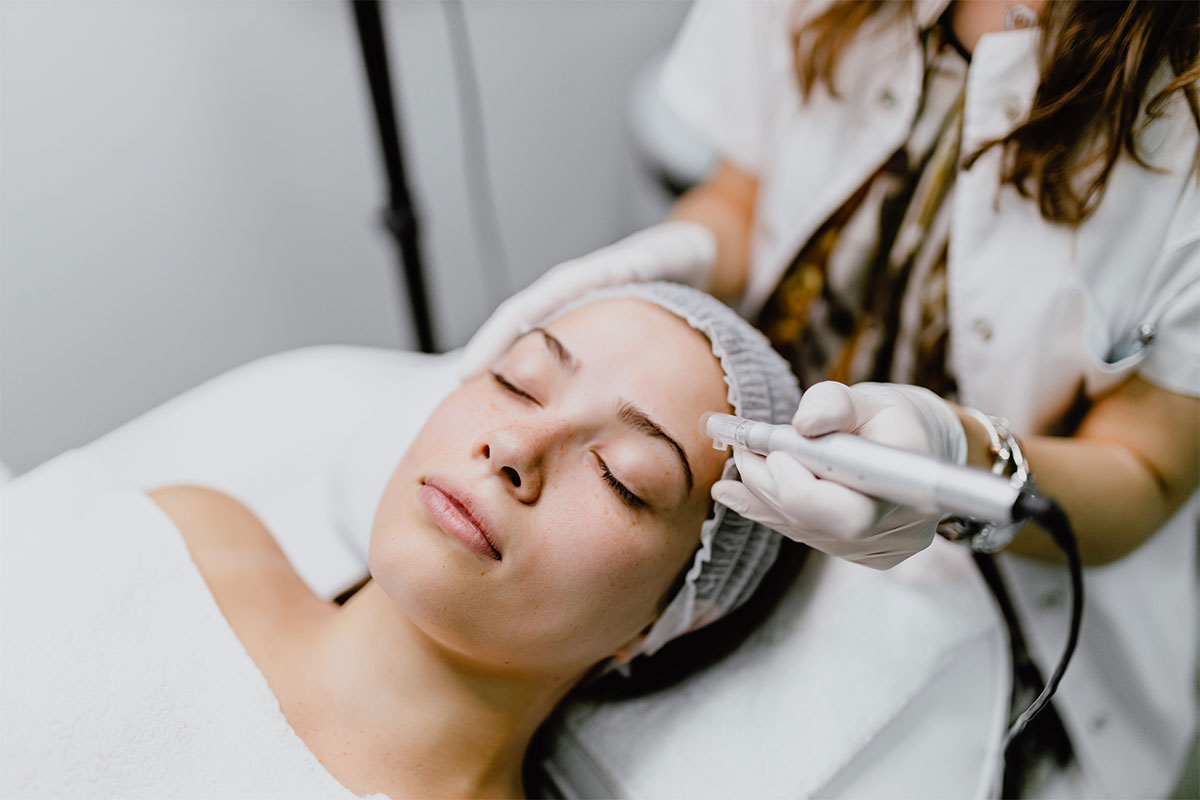 woman during microneedling in Medford